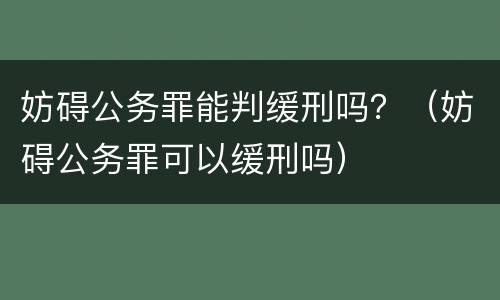 妨碍公务罪能判缓刑吗？（妨碍公务罪可以缓刑吗）