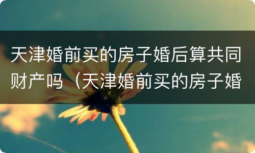 天津婚前买的房子婚后算共同财产吗（天津婚前买的房子婚后算共同财产吗怎么算）