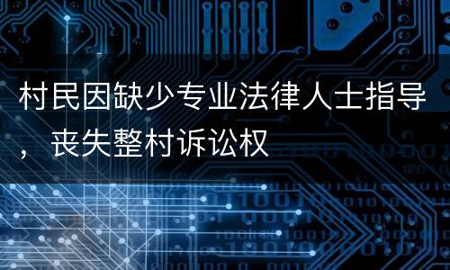 村民因缺少专业法律人士指导，丧失整村诉讼权