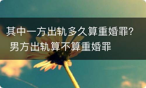 其中一方出轨多久算重婚罪？ 男方出轨算不算重婚罪