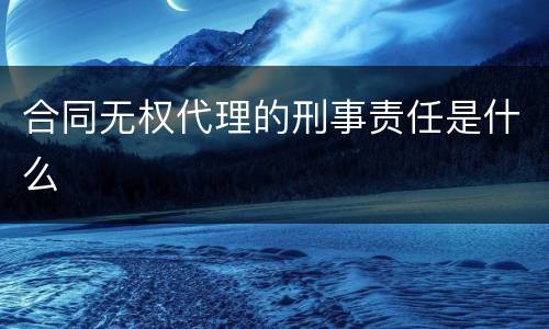 合同无权代理的刑事责任是什么