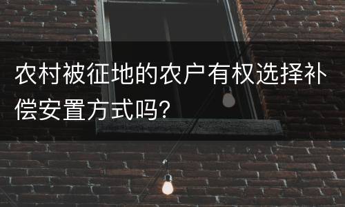 农村被征地的农户有权选择补偿安置方式吗？