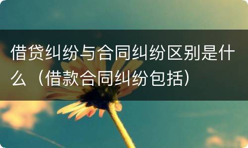 借贷纠纷与合同纠纷区别是什么（借款合同纠纷包括）