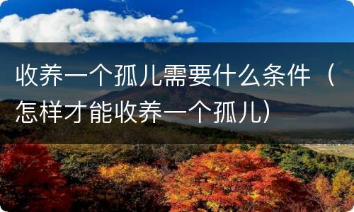 收养一个孤儿需要什么条件（怎样才能收养一个孤儿）