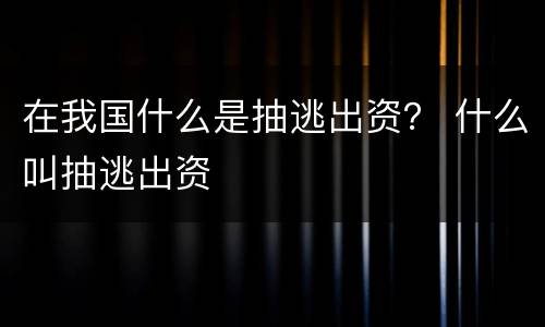在我国什么是抽逃出资？ 什么叫抽逃出资