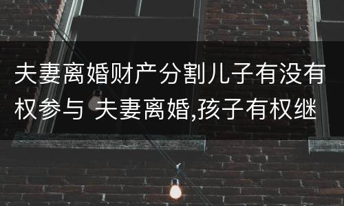 夫妻离婚财产分割儿子有没有权参与 夫妻离婚,孩子有权继承遗产吗