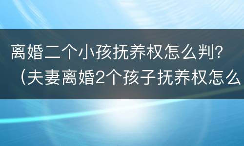 离婚二个小孩抚养权怎么判？（夫妻离婚2个孩子抚养权怎么判定）