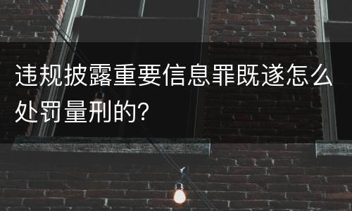 违规披露重要信息罪既遂怎么处罚量刑的？