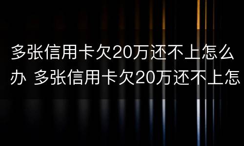 多张信用卡欠20万还不上怎么办 多张信用卡欠20万还不上怎么办,怎么欠这么多