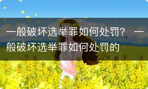 一般破坏选举罪如何处罚？ 一般破坏选举罪如何处罚的