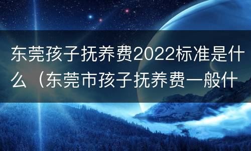 东莞孩子抚养费2022标准是什么（东莞市孩子抚养费一般什么标准）