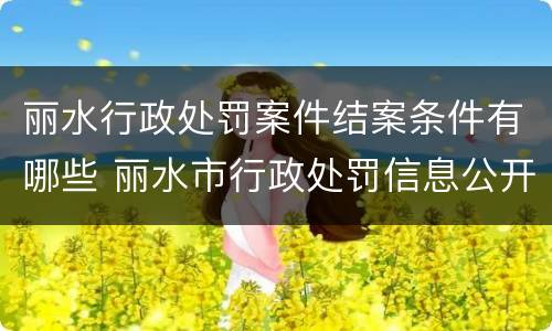 丽水行政处罚案件结案条件有哪些 丽水市行政处罚信息公开
