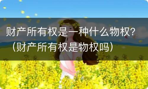 财产所有权是一种什么物权？（财产所有权是物权吗）