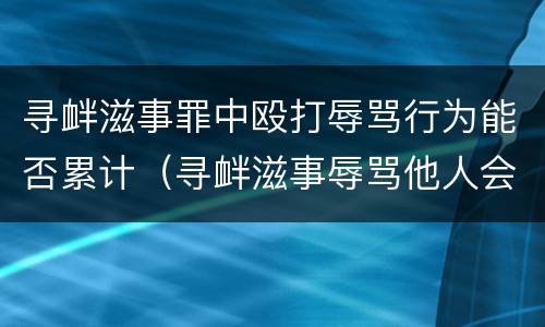 寻衅滋事罪中殴打辱骂行为能否累计（寻衅滋事辱骂他人会调查吗）