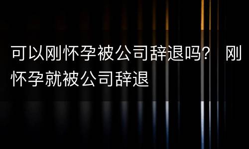 可以刚怀孕被公司辞退吗？ 刚怀孕就被公司辞退
