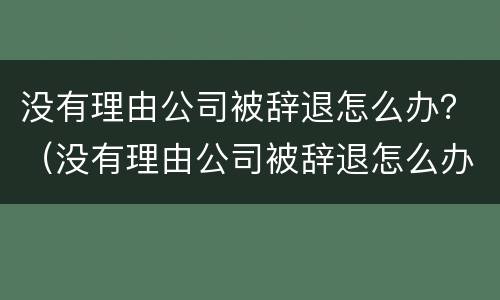没有理由公司被辞退怎么办？（没有理由公司被辞退怎么办呢）