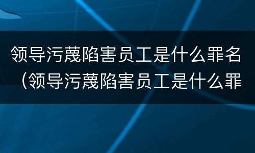领导污蔑陷害员工是什么罪名（领导污蔑陷害员工是什么罪名类型）