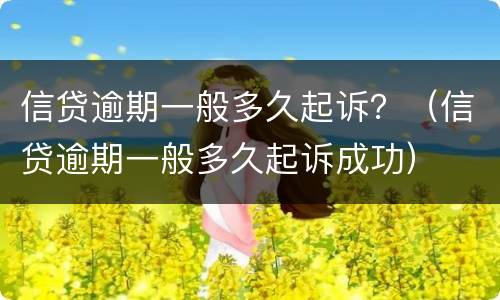 信贷逾期一般多久起诉？（信贷逾期一般多久起诉成功）
