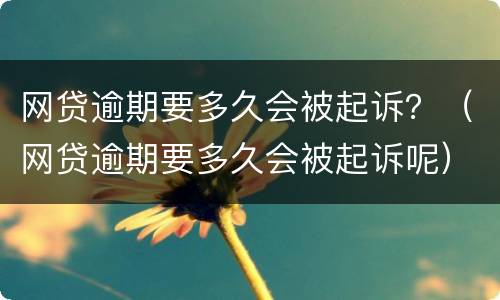 网贷逾期要多久会被起诉？（网贷逾期要多久会被起诉呢）