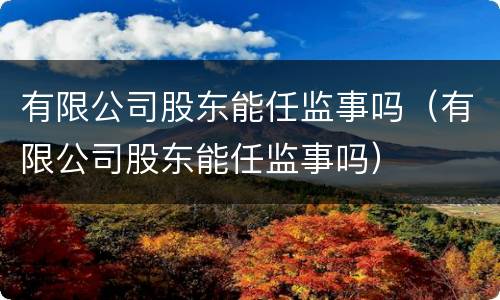 有限公司股东能任监事吗（有限公司股东能任监事吗）