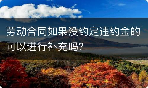 劳动合同如果没约定违约金的可以进行补充吗？