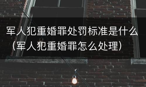军人犯重婚罪处罚标准是什么（军人犯重婚罪怎么处理）