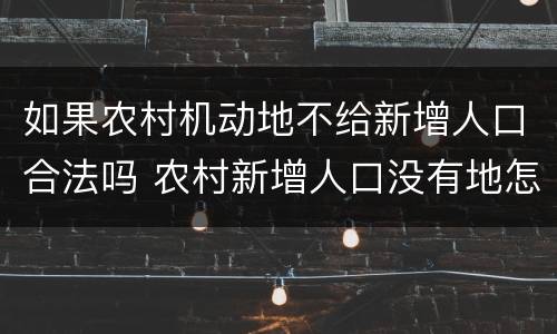 如果农村机动地不给新增人口合法吗 农村新增人口没有地怎么办