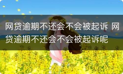 网贷逾期不还会不会被起诉 网贷逾期不还会不会被起诉呢