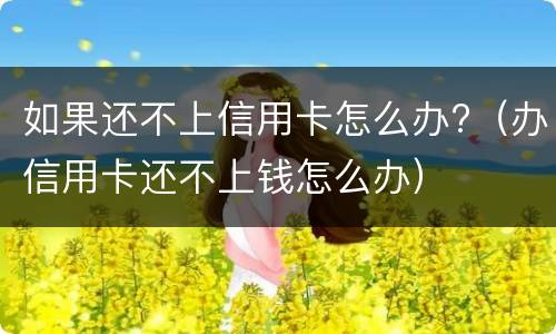 如果还不上信用卡怎么办?（办信用卡还不上钱怎么办）