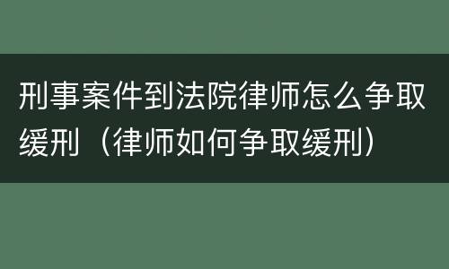 刑事案件到法院律师怎么争取缓刑（律师如何争取缓刑）