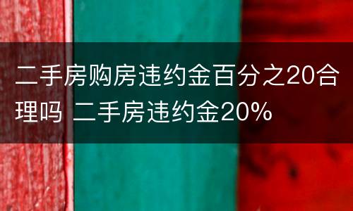 二手房购房违约金百分之20合理吗 二手房违约金20%