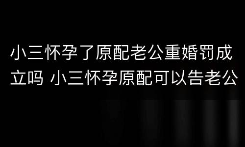 小三怀孕了原配老公重婚罚成立吗 小三怀孕原配可以告老公重婚罪吗