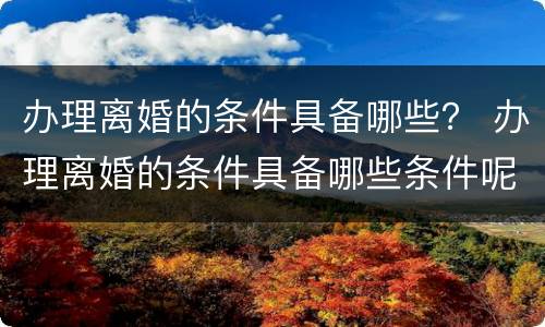 办理离婚的条件具备哪些？ 办理离婚的条件具备哪些条件呢