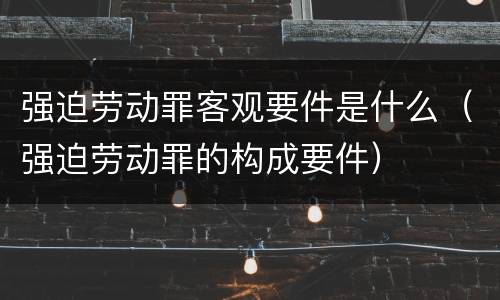 强迫劳动罪客观要件是什么（强迫劳动罪的构成要件）