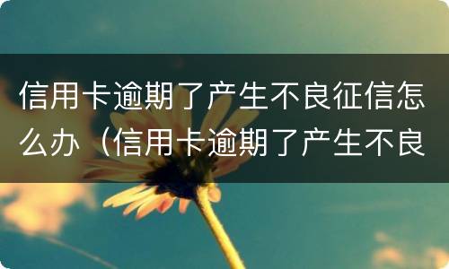 信用卡逾期了产生不良征信怎么办（信用卡逾期了产生不良征信怎么办呢）