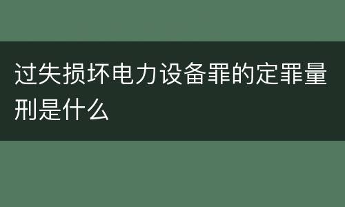 过失损坏电力设备罪的定罪量刑是什么
