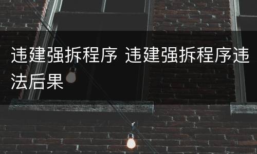 违建强拆程序 违建强拆程序违法后果
