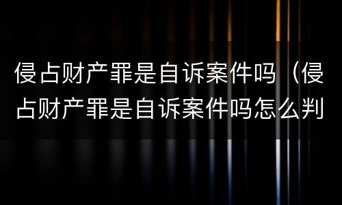侵占财产罪是自诉案件吗（侵占财产罪是自诉案件吗怎么判）