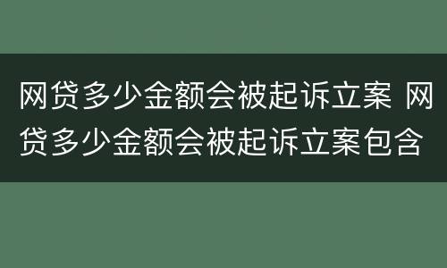 网贷多少金额会被起诉立案 网贷多少金额会被起诉立案包含利息么
