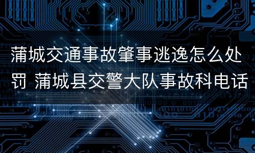 蒲城交通事故肇事逃逸怎么处罚 蒲城县交警大队事故科电话