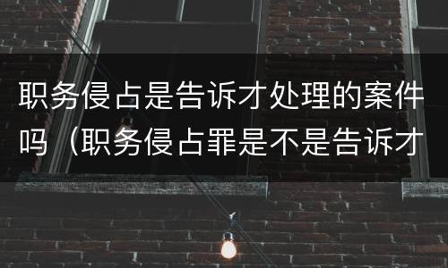 职务侵占是告诉才处理的案件吗（职务侵占罪是不是告诉才处理）