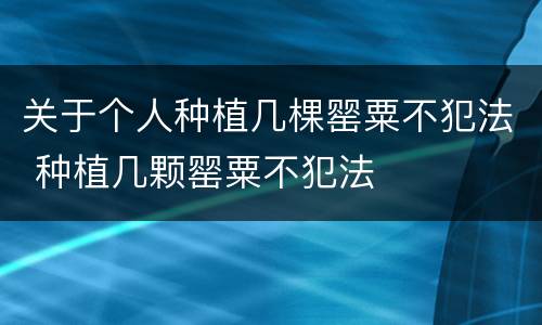 关于个人种植几棵罂粟不犯法 种植几颗罂粟不犯法