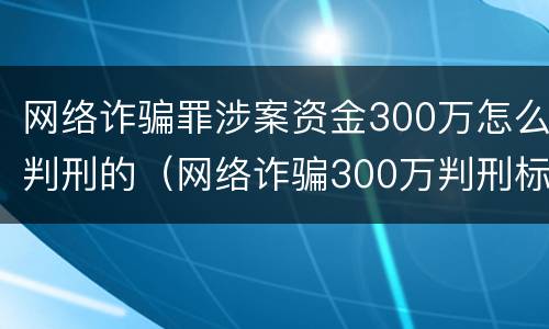 网络诈骗罪涉案资金300万怎么判刑的（网络诈骗300万判刑标准）