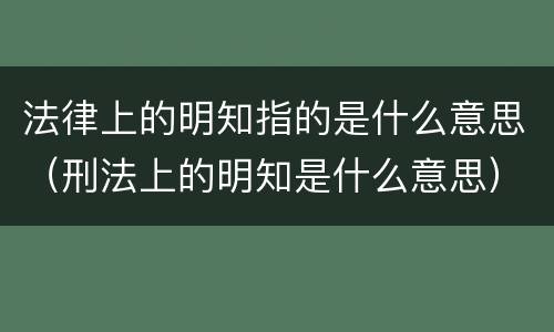 法律上的明知指的是什么意思（刑法上的明知是什么意思）
