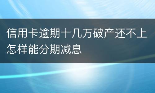 信用卡逾期十几万破产还不上怎样能分期减息
