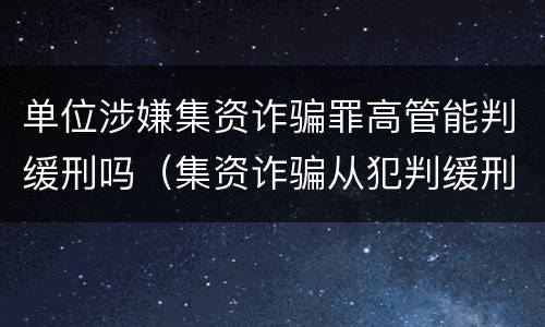 单位涉嫌集资诈骗罪高管能判缓刑吗（集资诈骗从犯判缓刑吗）