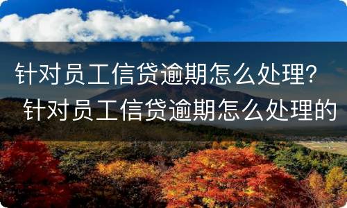 针对员工信贷逾期怎么处理？ 针对员工信贷逾期怎么处理的