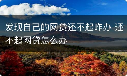 发现自己的网贷还不起咋办 还不起网贷怎么办