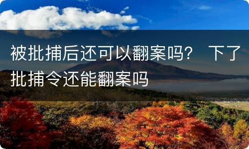 被批捕后还可以翻案吗？ 下了批捕令还能翻案吗
