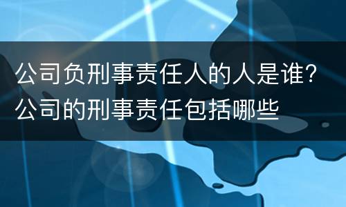 公司负刑事责任人的人是谁? 公司的刑事责任包括哪些